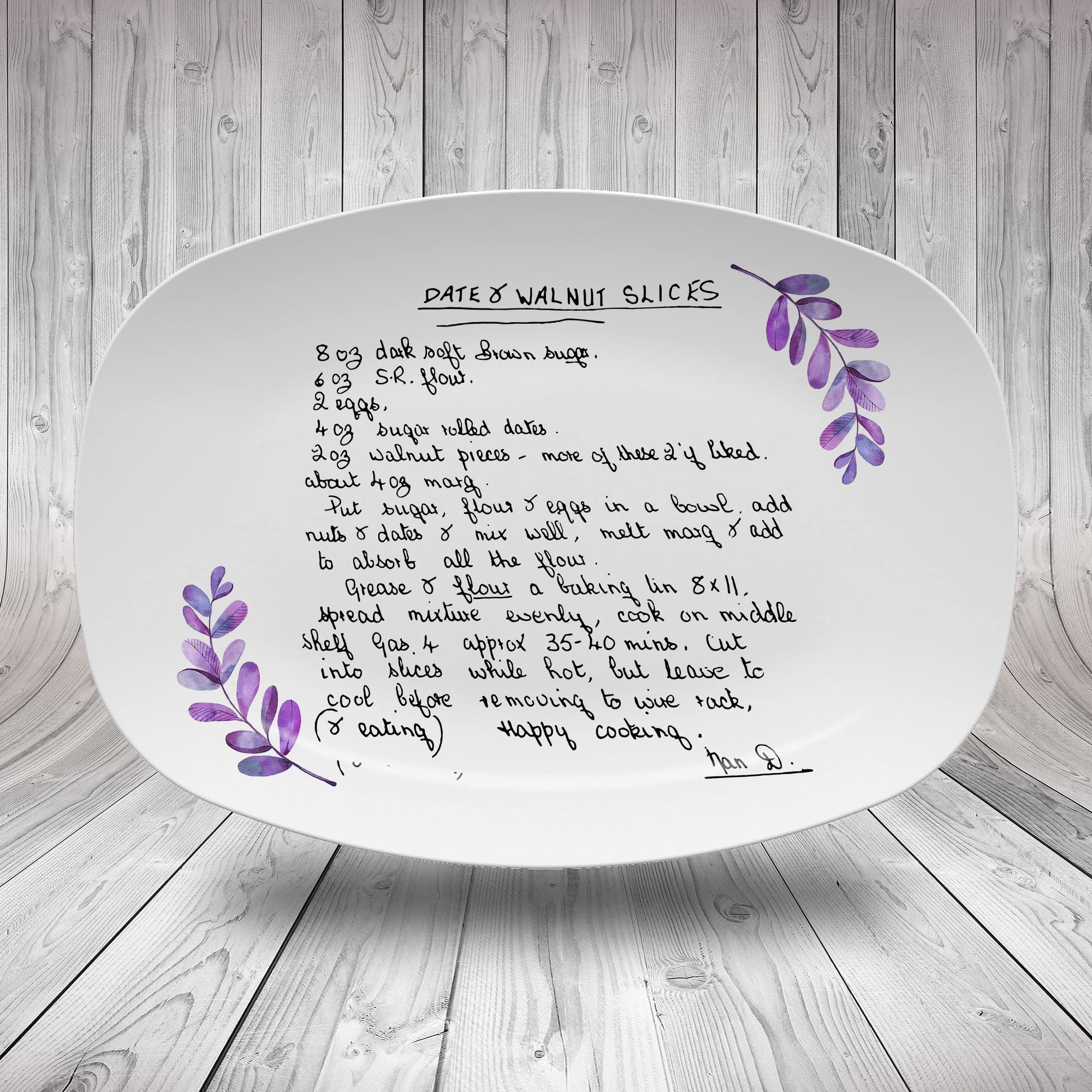 Handwritten Recipe Personalized Platter Custom Handwriting Recipe Plate Recipe Card Gift for Mom or Grandma Grandparent Day Gift Idea Serving Tray Serving Plate for Fish Dish