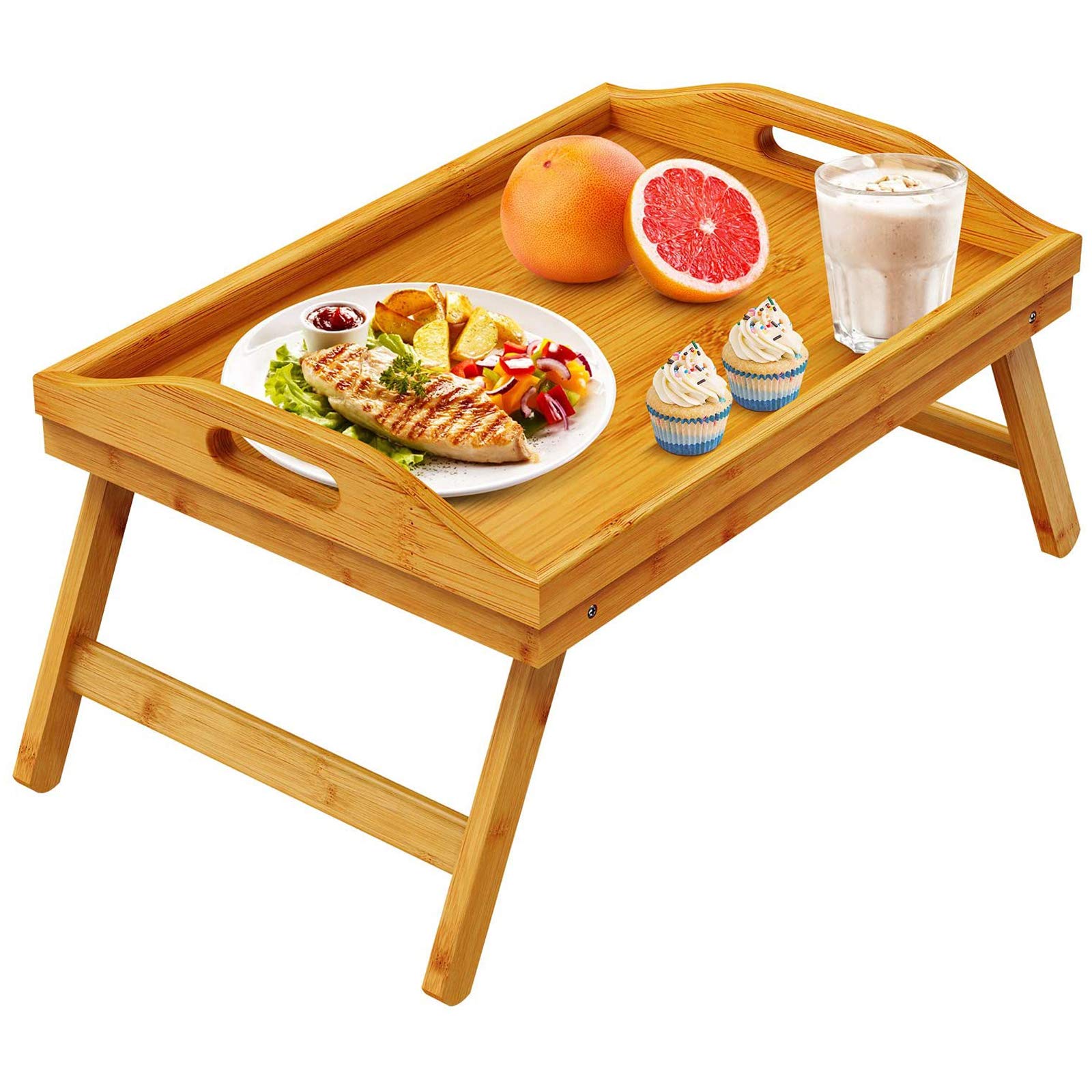 Pipishell Bamboo Bed Breakfast Tray & Bamboo Serving Tray