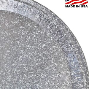 Handi-Foil 12" Flat Aluminum Foil Cater Serving Tray - Round Catering Platter (Trays ONLY - NO LIDS) Pack of 12