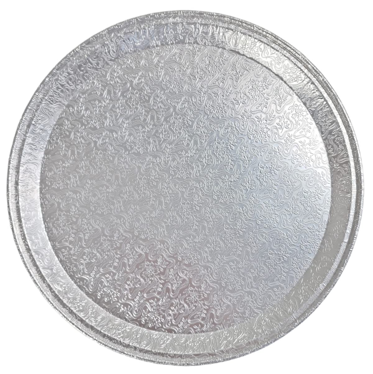 Handi-Foil 12" Flat Aluminum Foil Cater Serving Tray - Round Catering Platter (Trays ONLY - NO LIDS) Pack of 12