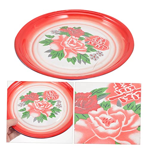 TOGEVAL Enamel Plate Nut Trays Wedding Table Decor Ceramic Tray Wedding Food Platter Snack Serving Platter Chinese New Year Nut Tray Home Storage Plate Chinese Style Dish Plate Enamel Dish