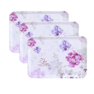mbbitl 3 pack rectangular food serving tray 14.9"x 10.6" floral peony melamine serving trays restaurant dinner trays