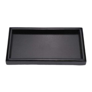 tea tray rectangle shape solid wood versatile tea coffee snack food meals serving tray plate restaurant trays black(22 * 12 * 2cm)