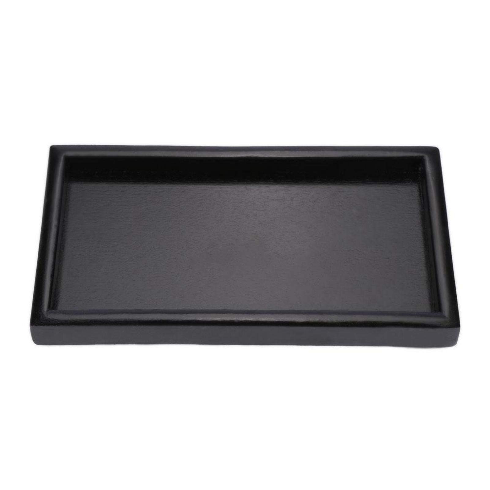 Tea Tray Rectangle Shape Solid Wood Versatile Tea Coffee Snack Food Meals Serving Tray Plate Restaurant Trays Black(22 * 12 * 2cm)