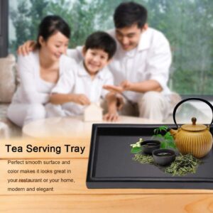 Tea Tray Rectangle Shape Solid Wood Versatile Tea Coffee Snack Food Meals Serving Tray Plate Restaurant Trays Black(22 * 12 * 2cm)