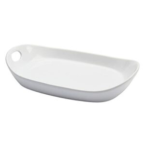 Tabletops Gallery White Durable Stoneware Serving Dishes Platter and Sets with Handles, Large Deep Rectangular Serving Platter