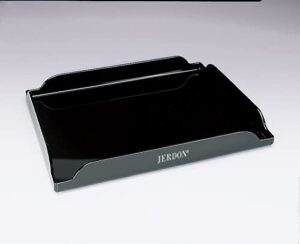 jerdon black coffee maker tray - 8" by 10" plastic tray for countertop organization - raised edges designed to hold spilled liquid & containers - great for kitchens or bathroom vanity - cmt10b