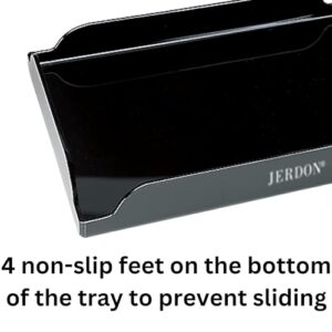 Jerdon Black Coffee Maker Tray - 8" by 10" Plastic Tray for Countertop Organization - Raised Edges Designed to Hold Spilled Liquid & Containers - Great for Kitchens or Bathroom Vanity - CMT10B