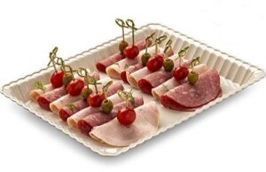embellish rectangle plastic serving tray 9'' x 13'' pack of 4, (bone)