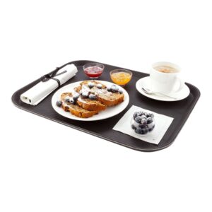 restaurantware bar lux 18 x 14 inch serving tray 1 rectangle server tray - non-slip raised edges black plastic waiter tray for homes bars restaurants or catered events serve drinks and meals