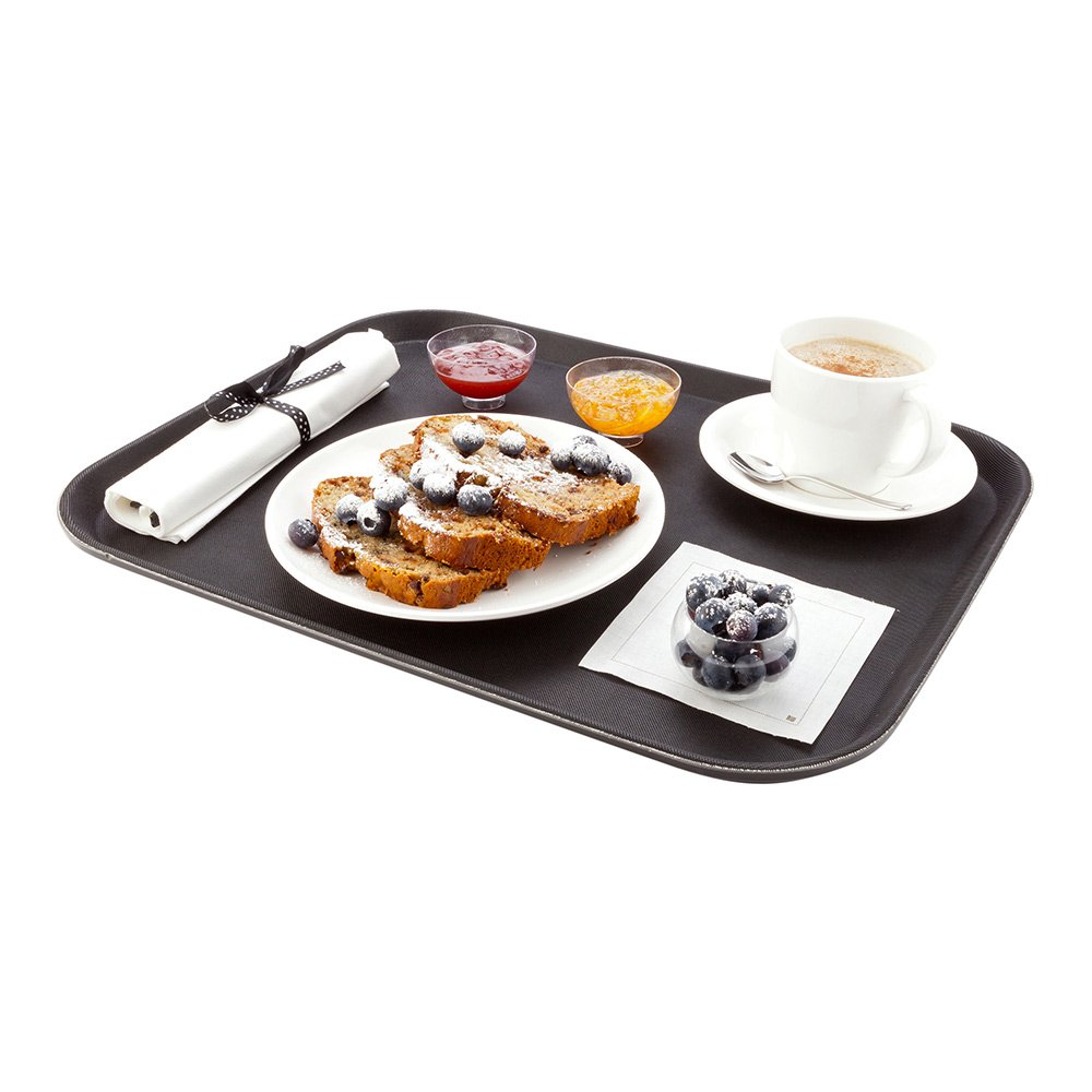 Restaurantware Bar Lux 18 x 14 Inch Serving Tray 1 Rectangle Server Tray - Non-Slip Raised Edges Black Plastic Waiter Tray For Homes Bars Restaurants or Catered Events Serve Drinks and Meals