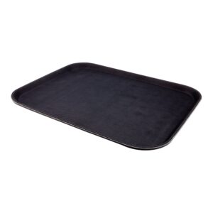 Restaurantware Bar Lux 18 x 14 Inch Serving Tray 1 Rectangle Server Tray - Non-Slip Raised Edges Black Plastic Waiter Tray For Homes Bars Restaurants or Catered Events Serve Drinks and Meals