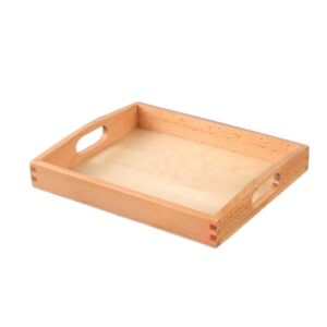 kisangel wooden storage tray kids toy box tray serving tray with handle multi use storage plate board for tea food makeup items sundries size m