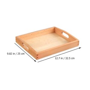 Kisangel Wooden Storage Tray Kids Toy Box Tray Serving Tray with Handle Multi Use Storage Plate Board for Tea Food Makeup Items Sundries Size M