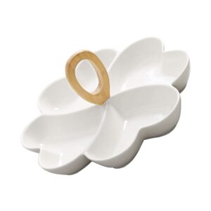 cabilock heart-shaped dim sum plate veggie dip fruit basket bowl snack serving plate divided appetizer tray appetizer serving tray porcelain jewelry plate food white ceramics bamboo camping