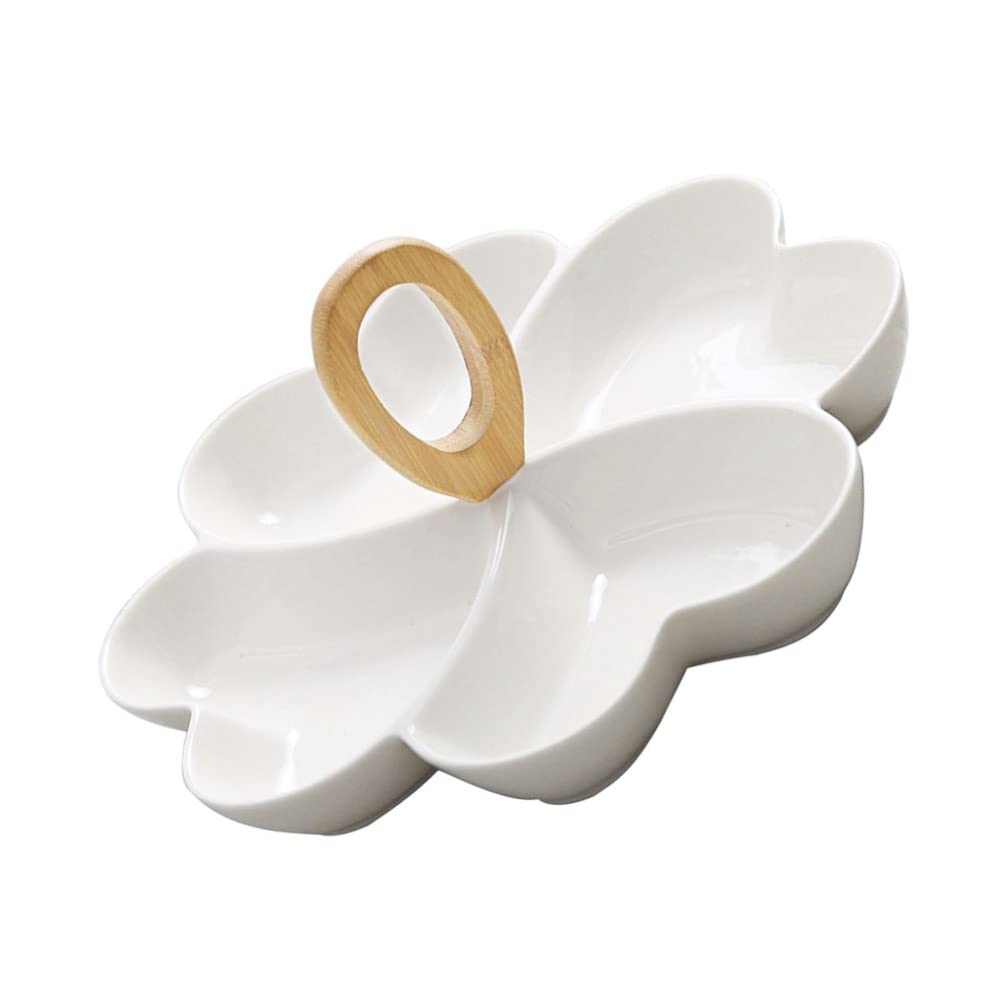 Cabilock Heart-shaped Dim Sum Plate Veggie Dip Fruit Basket Bowl Snack Serving Plate Divided Appetizer Tray Appetizer Serving Tray Porcelain Jewelry Plate Food White Ceramics Bamboo Camping