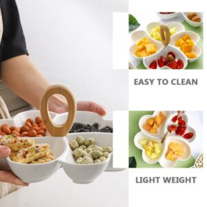 Cabilock Heart-shaped Dim Sum Plate Veggie Dip Fruit Basket Bowl Snack Serving Plate Divided Appetizer Tray Appetizer Serving Tray Porcelain Jewelry Plate Food White Ceramics Bamboo Camping