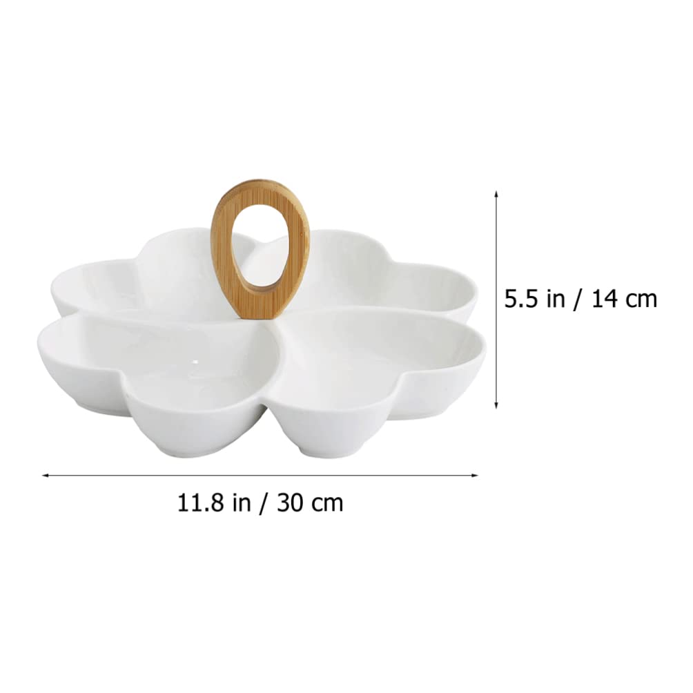 Cabilock Heart-shaped Dim Sum Plate Veggie Dip Fruit Basket Bowl Snack Serving Plate Divided Appetizer Tray Appetizer Serving Tray Porcelain Jewelry Plate Food White Ceramics Bamboo Camping