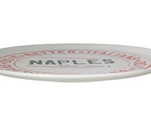 Tognana Porcelain Italian Style Pizza Plate, Naples, 13-inch, White, Red, Black