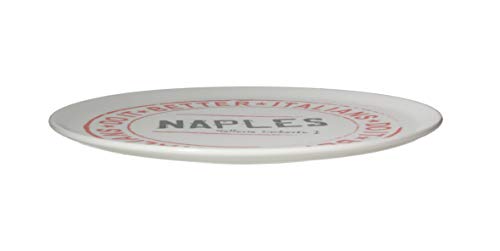 Tognana Porcelain Italian Style Pizza Plate, Naples, 13-inch, White, Red, Black