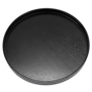 food serving tray wooden round anti-slip black tea tray serving table for home shop office bar use(30cm)