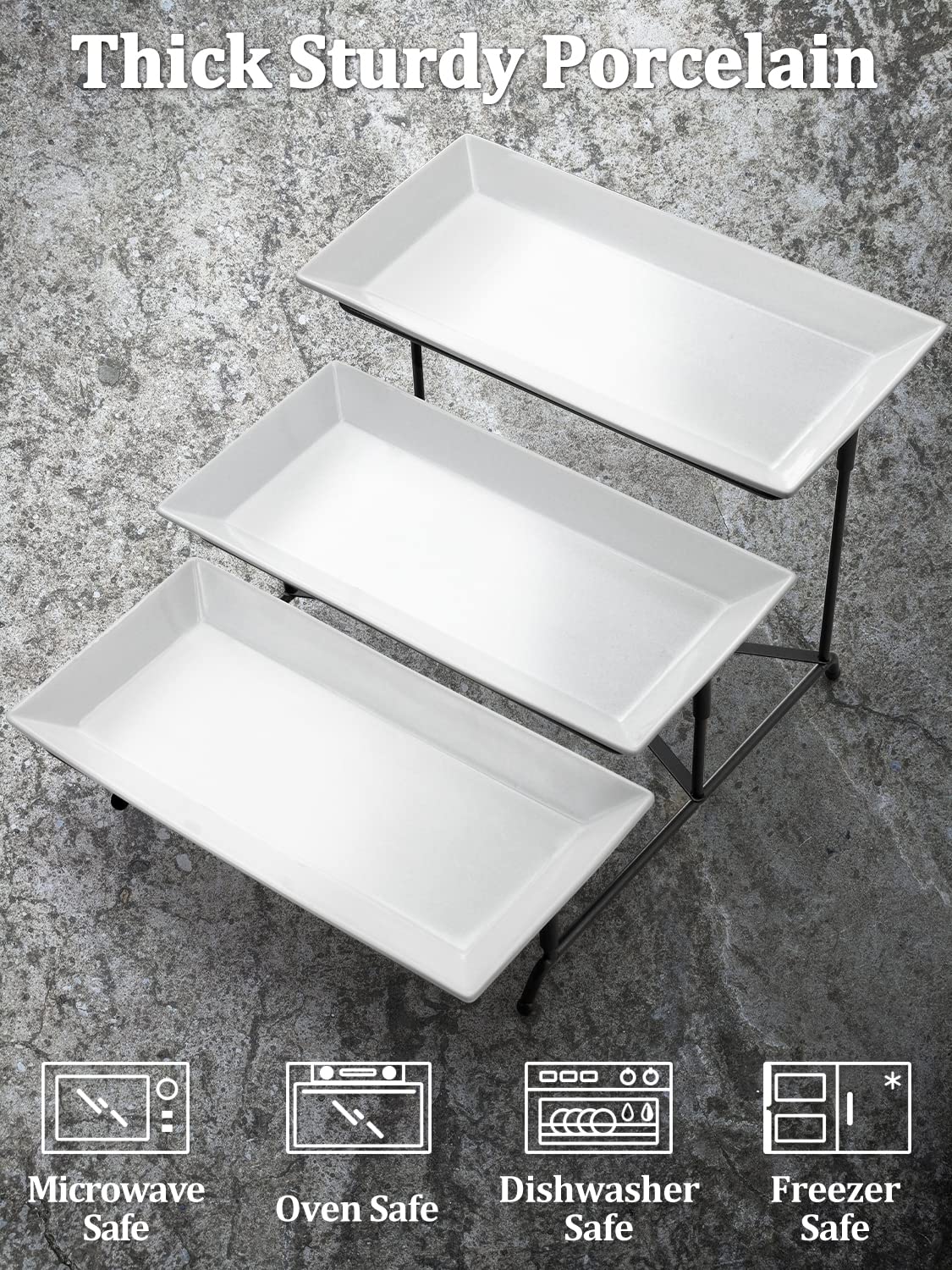 Yedio 12 Inch and 14 Inch 3 Tier Serving Tray
