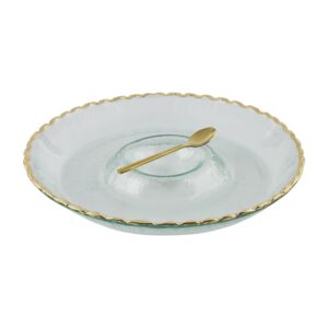 mud pie glass chip and dip set, gold, 12.5" x 10.5"
