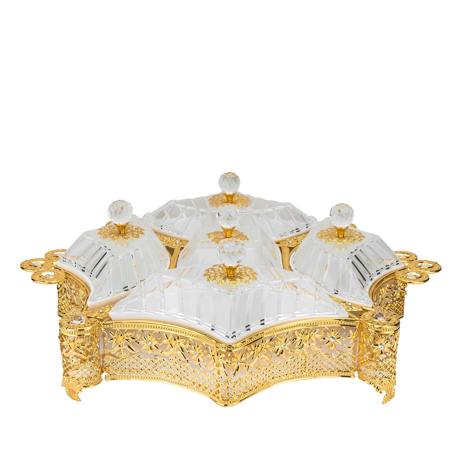 Italian Collection Gold Infused Frame Sectional Сandy Tray, Snack Holder