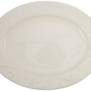 Lenox Opal Innocence Carved Large Oval Platter -,White