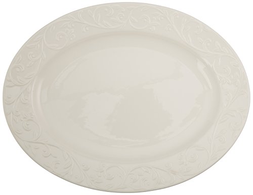 Lenox Opal Innocence Carved Large Oval Platter -,White