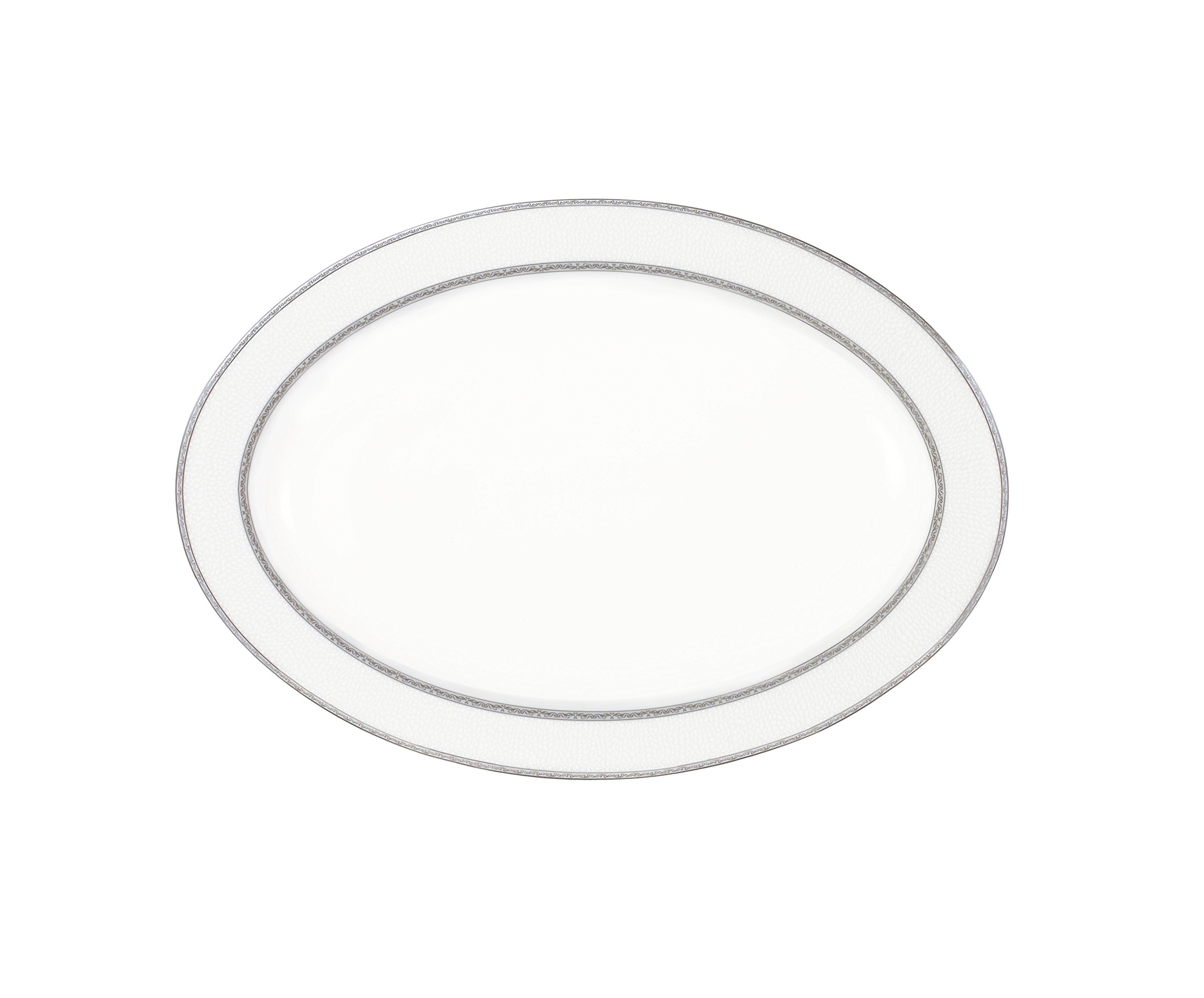 Lorren Home Trends Arianna Collection Bone China Serving Platter, 14", Silver