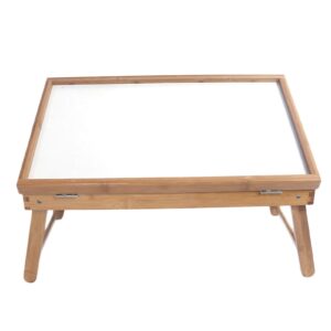 Breakfast Tray Table Bamboo Bed Breakfast Folding Tray Modern Coffee Table Tea Table Sofa End Side Rectangular Folding Table Wood Storage Serving Tray for Home Accent Living Room Bedroom