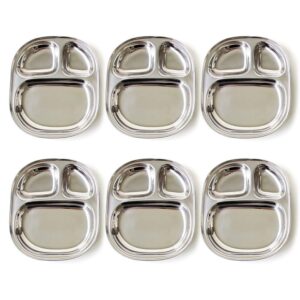 ecolunchbox stainless steel divided dinner tray large (6-pack)