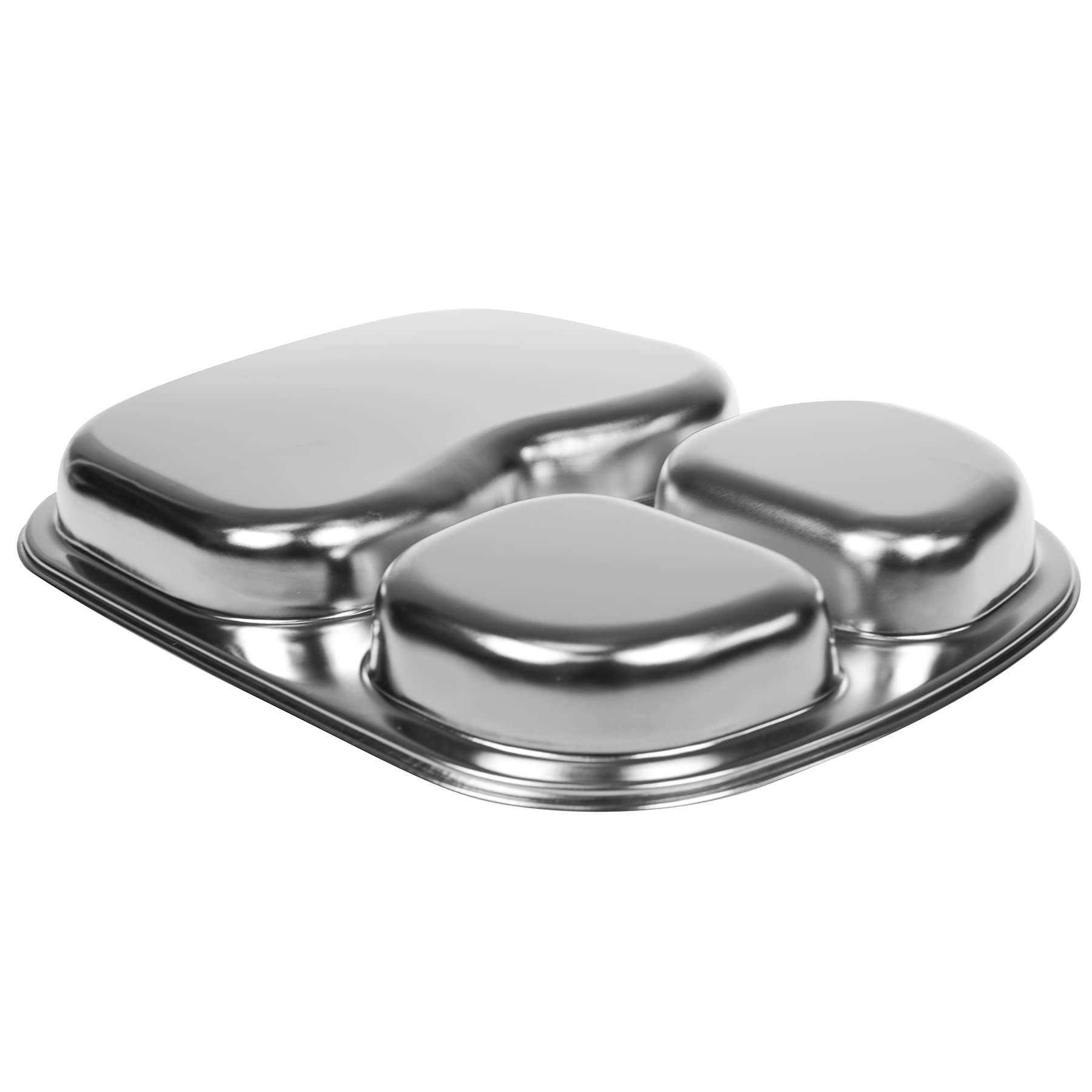 Stainless Steel Divided Plates Tray, 3 Section, Small Size Compact Serving Platter Snack Treat (3, 3 Section)