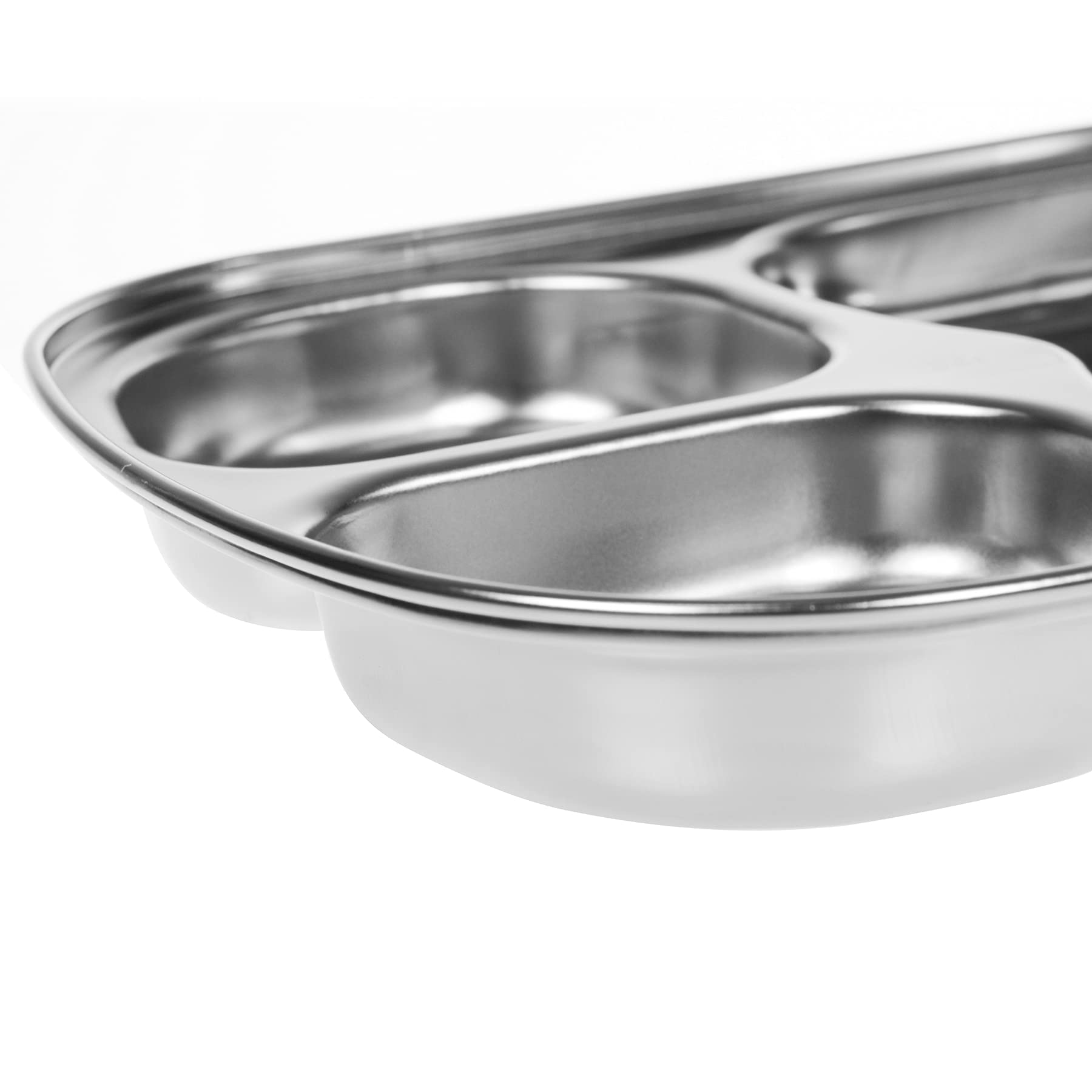 Stainless Steel Divided Plates Tray, 3 Section, Small Size Compact Serving Platter Snack Treat (3, 3 Section)