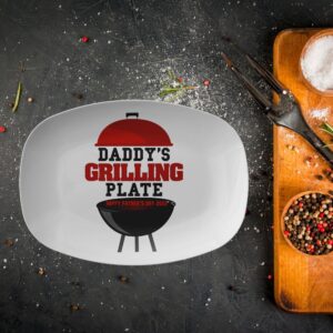 Personalized Dad's Grilling Plate Kids Names Serving Platter Dinnerware Customized Kids Names Plate for Garden Barbecue Family Reunion Unique Custom Family Names Platter for Boys and Girls