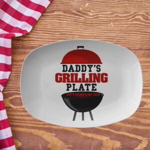 Personalized Dad's Grilling Plate Kids Names Serving Platter Dinnerware Customized Kids Names Plate for Garden Barbecue Family Reunion Unique Custom Family Names Platter for Boys and Girls