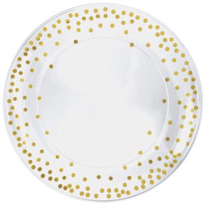 plastic platter - 13" | clear/gold polka dots | 1 pc.