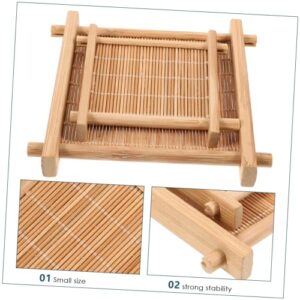 BESTOYARD 2pcs Bamboo Mat Coffee Serving Tray Decorative Coaster Bamboo Tea Serving Tray Decorative Serving Tray Anti Embellishments for Crafting Bamboo Cup Pad Office Breakfast Plate Wooden