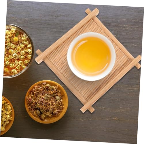 BESTOYARD 2pcs Bamboo Mat Coffee Serving Tray Decorative Coaster Bamboo Tea Serving Tray Decorative Serving Tray Anti Embellishments for Crafting Bamboo Cup Pad Office Breakfast Plate Wooden