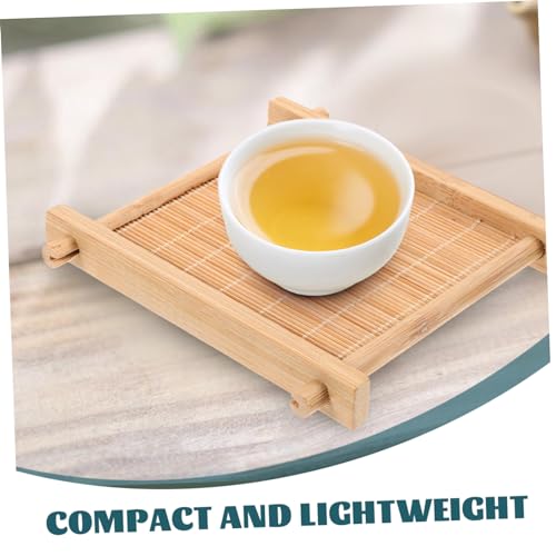 BESTOYARD 2pcs Bamboo Mat Coffee Serving Tray Decorative Coaster Bamboo Tea Serving Tray Decorative Serving Tray Anti Embellishments for Crafting Bamboo Cup Pad Office Breakfast Plate Wooden