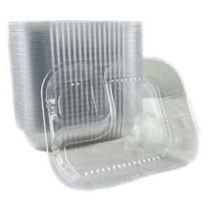 通用 6" x5"x 1 1/2" Inch Disposable Clear 2 Compartment Plastic Nacho Tray For Chips Cheese Sauce And Other Dips Sauce 50-Pack