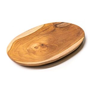 Rainforest Bowls Set of 2 Medium Oval Javanese Teak Wood Plates- 9"x6"- Perfect for Everyday Use- Hot & Cold Friendly, Ultra-Durable, Premium Wooden Plates- Handcrafted by Indonesian Artisans