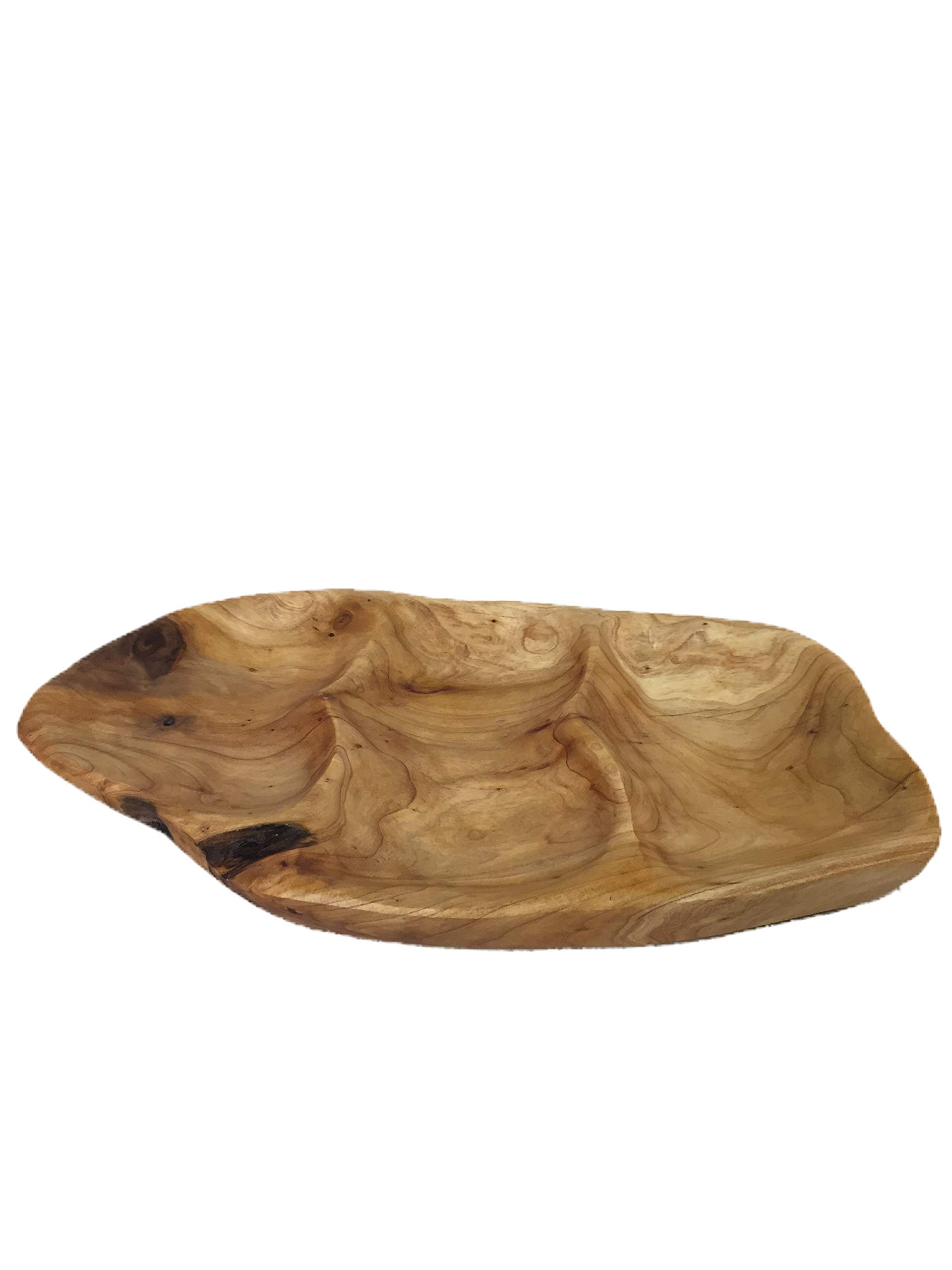 Greener Valley Handcrafted Root Wood Divided Platter (Medium - 3 sections - 15-16")