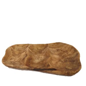 Greener Valley Handcrafted Root Wood Divided Platter (Medium - 3 sections - 15-16")