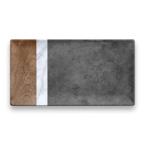 tarhong marin mixed material carrara & stone plank platter, 17" x 9", melamine