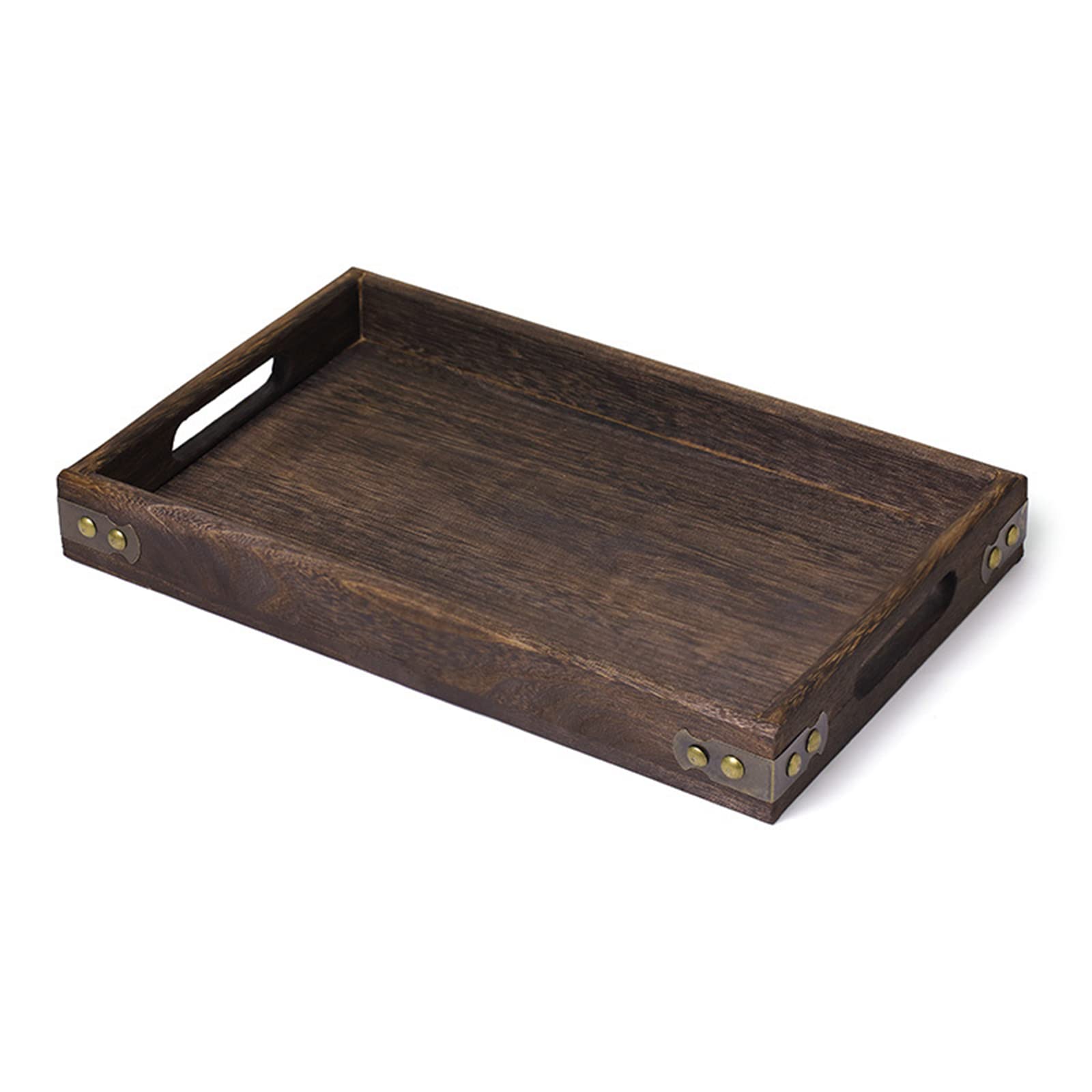 Ochine Rustic Wooden Serving Trays Bamboo Serving Tray Wood Serving Tray with Handles Rectangular Wooden Breakfast Tray Ottoman Tray Multipurpose Trays for Breakfast, Coffee Table/Butler & More