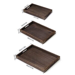 Ochine Rustic Wooden Serving Trays Bamboo Serving Tray Wood Serving Tray with Handles Rectangular Wooden Breakfast Tray Ottoman Tray Multipurpose Trays for Breakfast, Coffee Table/Butler & More