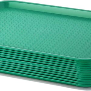 TrueCraftware-Set of 12 Plastic Fast Food Tray 10 1/2" X 13 5/8" Green Color- for Café Standard Cafeteria/Fast Food Tray Restaurant Serving Trays Set for Coffee Table Kitchen Party