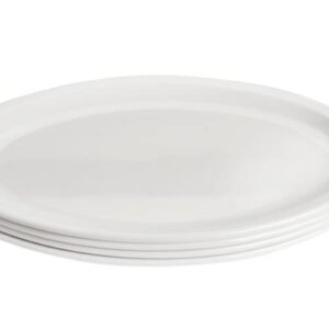 M&B GWPP Melamine Oval Serving Platters, 13 inch Narrow Rim Oval Plates for Salad, Dessert, Steak, Pasta, Appetizers, Sandwich, Set of 4 Oval Platter (White)